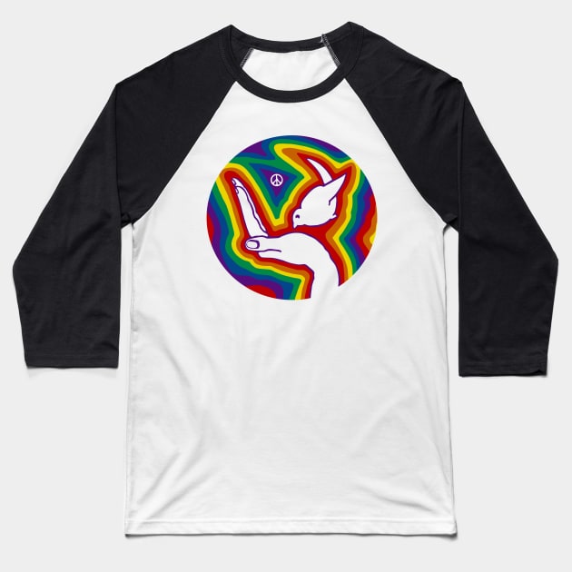 Rainbow Peace Dove Baseball T-Shirt by Slightly Unhinged